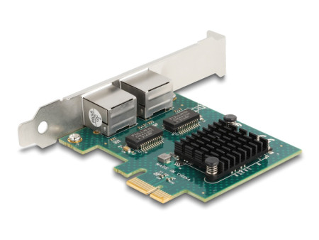 DELOCK κάρτα επέκτασης PCIe x1 σε 2x RJ45 Gigabit 88205, 1000Mbps