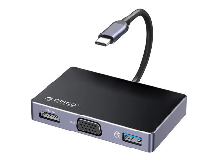 ORICO docking station DM-5P, 5 θυρών, USB-C σύνδεση, 100W PD, 4K, μαύρο