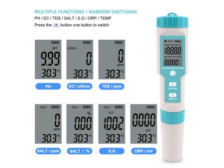 NOYAFA tester ποιότητας νερού C-600, TDS/EC/PH/SALT/S.G/ORP/0-60 °C