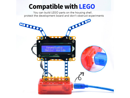 KEYESTUDIO θήκη για Arduino UNO R3 67800277, συμβατή με LEGO, μαύρη