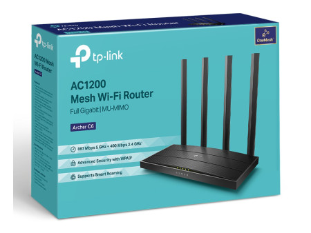 TP-LINK Router Archer C6, Wi-Fi 1200Mbps AC1200, MU-MIMO, Ver. 4.0