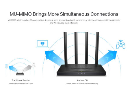 TP-LINK Router Archer C6, Wi-Fi 1200Mbps AC1200, MU-MIMO, Ver. 4.0