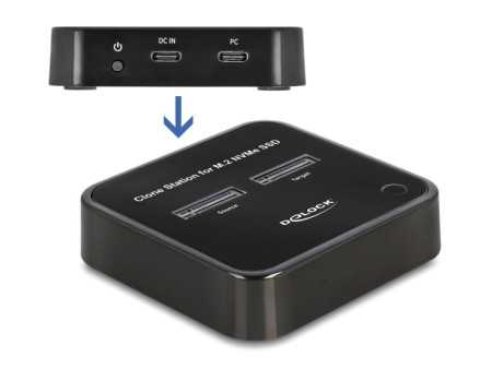 DELOCK docking station 64177, clone function, 2x M.2 NVMe 10 Gbps, μαύρο