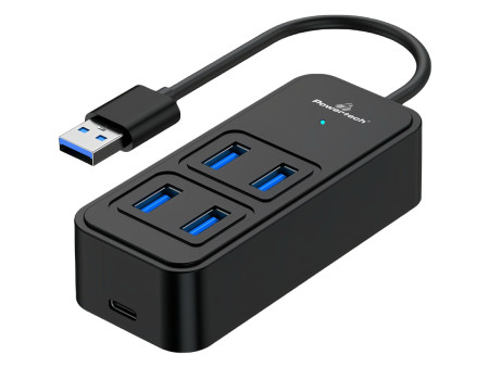 POWERTECH USB 3.2 hub PTR-0153, 4x θυρών, 5Gbps, USB σύνδεση, μαύρο