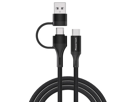 POWERTECH καλώδιο USB & USB-C σε USB-C PTR-0158, PD 60W, copper, 1.5m, μαύρο