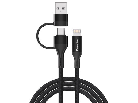 POWERTECH καλώδιο USB & USB-C σε Lightning PTR-0159, PD 27W, copper, 1.5m, μαύρο