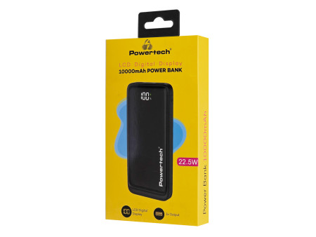 POWERTECH power bank PT-1326 με οθόνη, 10000mAh, 22.5W, μαύρο