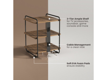 BRATECK ραφιέρα δαπέδου SFR-04, 45.4x40x49.6cm, έως 90kg, καφέ-μαύρο