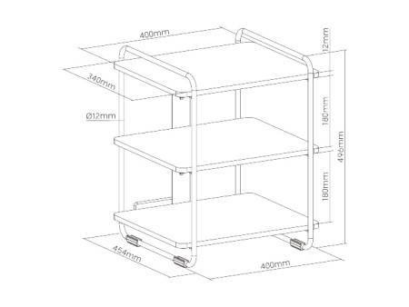 BRATECK ραφιέρα δαπέδου SFR-04, 45.4x40x49.6cm, έως 90kg, καφέ-μαύρο