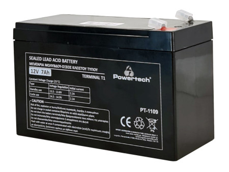 POWERTECH μπαταρία μολύβδου PT-1109, 12V 7Ah, T1