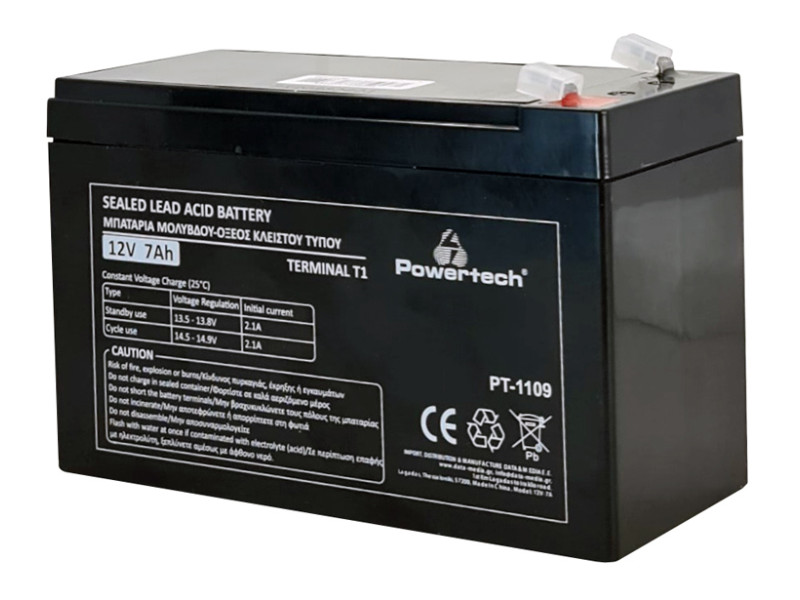 POWERTECH μπαταρία μολύβδου PT-1109, 12V 7Ah, T1