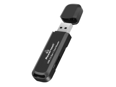 POWERTECH card reader PT-1112 για SD & micro SD, USB 3.2, 5Gbps, μαύρο