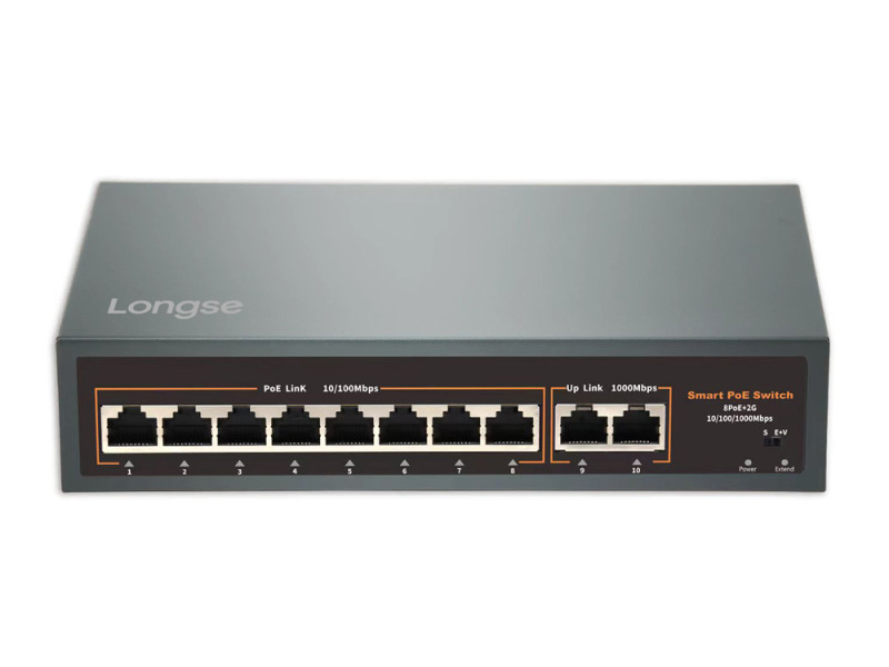 LONGSE PoE switch HT82GA με 8x LAN & 2x WAN θύρες, 10/100/1000Mbps