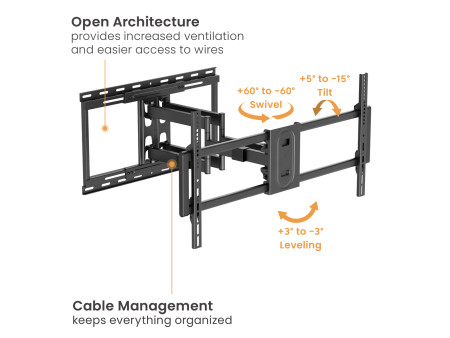 BRATECK επιτοίχια βάση LPA80-486A για τηλεόραση 43-100" έως 80kg, full motion