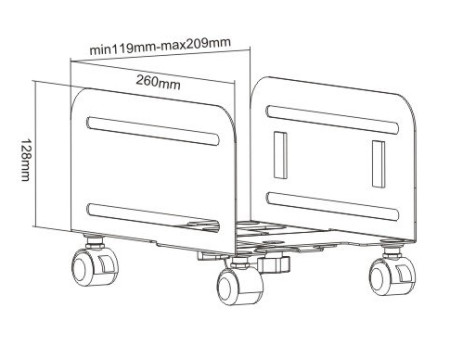 POWERTECH βάση PC PT-1329 με ροδάκια, universal, μεταλλική, έως 10kg