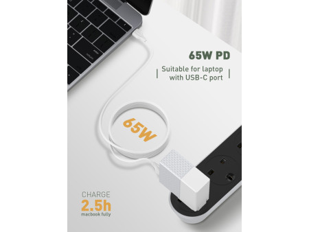 LDNIO καλώδιο USB-C σε USB-C LC121C, 65W PD, 1m, λευκό