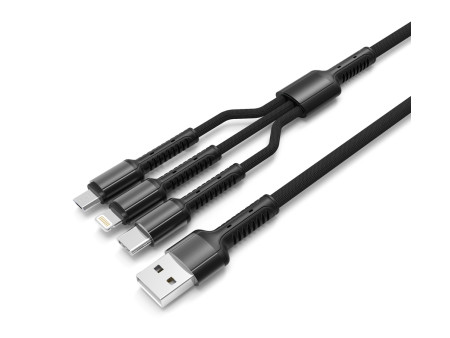 LDNIO καλώδιο USB σε USB-C/Lightning/Micro USB LC93, 3.4A, 1.2m, γκρι