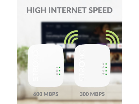 STRONG Powerline Kit POWERLWF600DUOMINI, 600Mbps, 300Mbps WiFi, 2τμχ