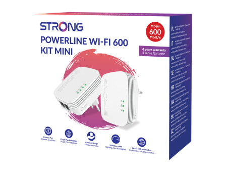 STRONG Powerline Kit POWERLWF600DUOMINI, 600Mbps, 300Mbps WiFi, 2τμχ