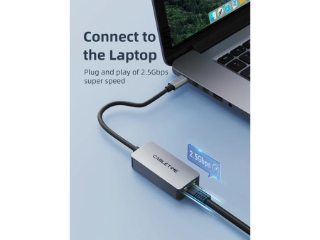 CABLETIME αντάπτορας δικτύου CT-CML2500, USB-C, 2.5Gbps Ethernet, γκρι