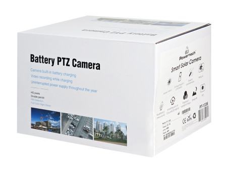 POWERTECH smart ηλιακή κάμερα PT-1336, 4MP, 4G, PTZ, SD, IP66