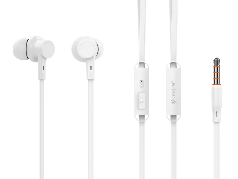 CELEBRAT earphones με μικρόφωνο G19, 3.5mm σύνδεση, Φ10mm, 1.2m, λευκά