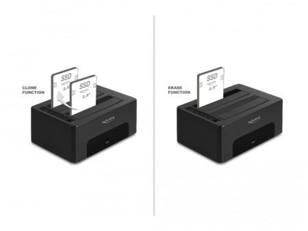 DELOCK docking station 64187, clone/erase function, 2x SSD/HDD, 5Gb/s