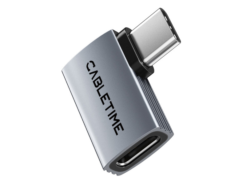 CABLETIME αντάπτορας USB-C CT-OTG41-AG, γωνιακός, USB4, 240W, 40Gbps, 8K, γκρι