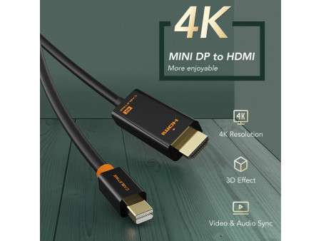 CABLETIME καλώδιο mini DisplayPort σε HDMI CT-AV588-03G4K, 4K/30Hz, 1.8m, μαύρο