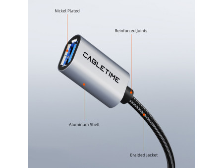 CABLETIME καλώδιο προέκτασης USB CT-AMAF1, 5Gbps, 3m, μαύρο