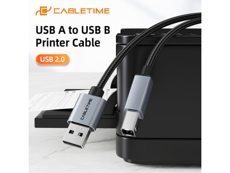 CABLETIME καλώδιο USB σε USB Type B CT-AMBM1, 480Mbps, 5m, μαύρο