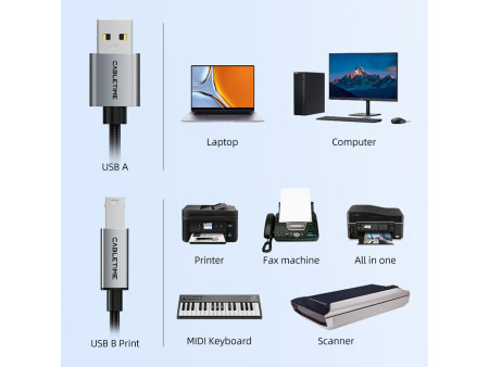 CABLETIME καλώδιο USB σε USB Type B CT-AMBM1, 480Mbps, 5m, μαύρο