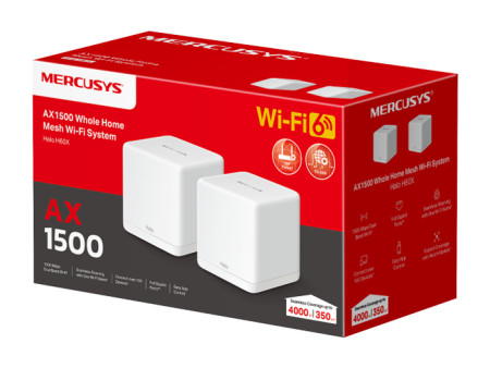 MERCUSYS Mesh WiFi 6 System Halo H60X, 1500Mbps Dual Band, 2τμχ, V.1.0