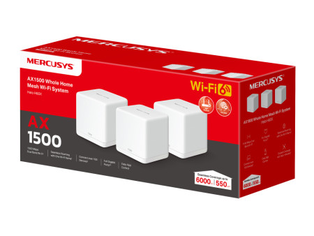 MERCUSYS Mesh WiFi 6 System Halo H60X, 1500Mbps Dual Band, 3τμχ, V.1.0