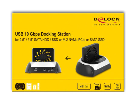 DELOCK docking station 64280 για M.2 NVMe/SATA SSD & HDD, 10Gbps, μαύρο