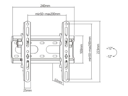 POWERTECH επιτοίχια βάση PT-1126 για τηλεόραση 23-43", έως 45kg