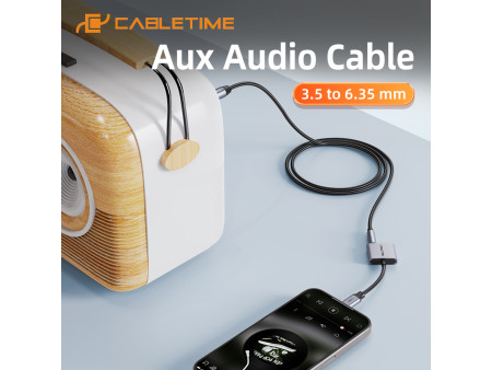 CABLETIME καλώδιο ήχου 3.5mm σε 6.35mm CT-AV321-H11G, 1m, μαύρο