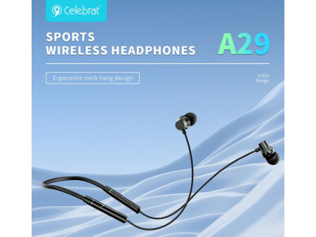 CELEBRAT earphones A29 με μαγνήτη, Bluetooth, 10mm, 80mAh, μαύρα