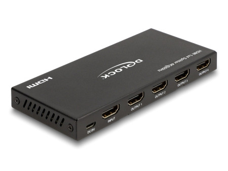 DELOCK HDMI splitter 18652 με downscaler πλήκτρο, 4 σε 1, 4K/60Hz, μαύρο