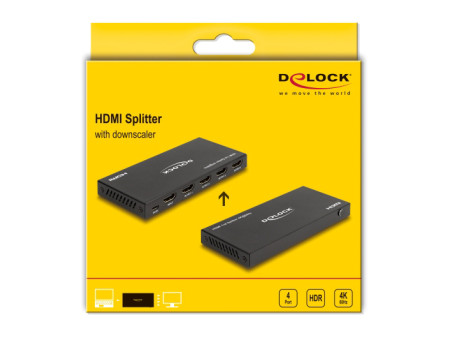 DELOCK HDMI splitter 18652 με downscaler πλήκτρο, 4 σε 1, 4K/60Hz, μαύρο