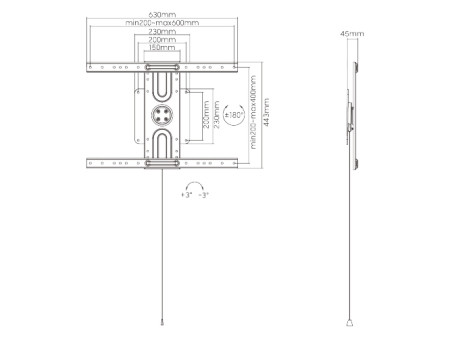 BRATECK επιτοίχια βάση LP69-46F για τηλεόραση 37-80" έως 50kg