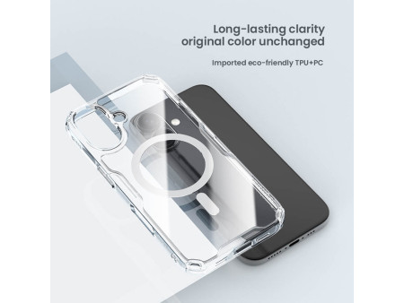 NILLKIN θήκη Nature TPU Pro Magnetic για iPhone 16, διάφανη-μπλε