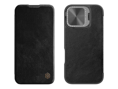 NILLKIN θήκη Qin Prop Leather για iPhone 16, δερμάτινη, μαύρη