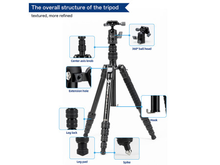 FOTOPRO τρίποδο φωτογράφισης X-go Gecko E2, πτυσσόμενο έως 146.1cm, έως 8kg, μαύρο