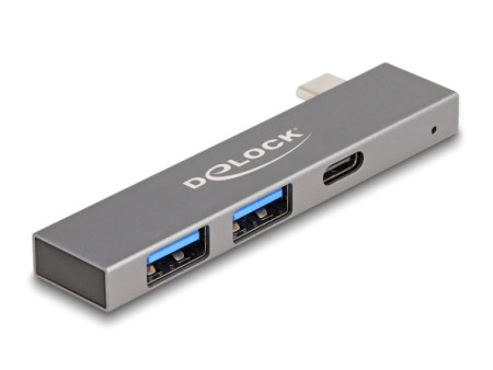 DELOCK USB hub 64275, 3x θυρών, 5Gbps, USB-C σύνδεση, γκρι