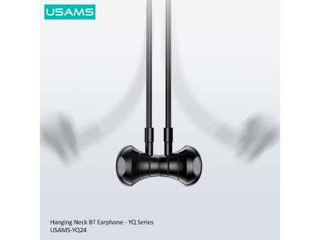 USAMS earphones YQ24 με μαγνήτη, Bluetooth, 130mAh, μαύρα