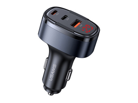 USAMS φορτιστής αυτοκινήτου US-CC257, USB/USB-C/Lightning, 100W, γκρι