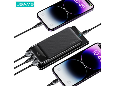 USAMS power bank US-CD198, 3x θύρες εξόδου, 10000mAh, 10W, μαύρο