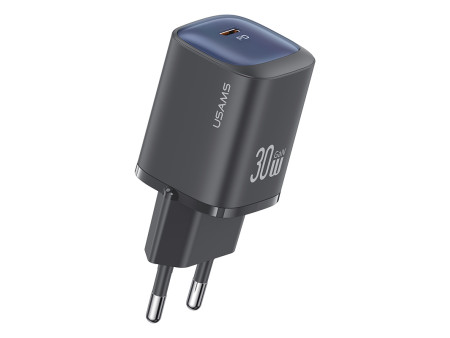 USAMS φορτιστής τοίχου US-CC251, USB-C, 30W, GaN, μαύρος