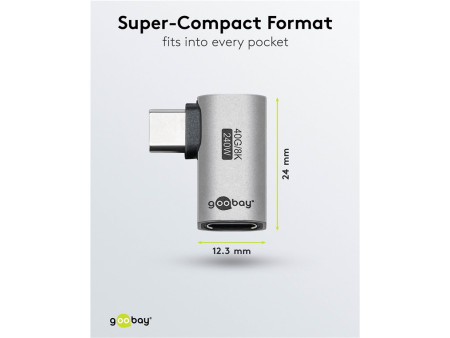 GOOBAY αντάπτορας USB-C 74441, γωνιακός 90°, USB4, 240W, 40Gbps, 8K, γκρι